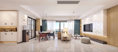 108平現(xiàn)代簡約三居裝修效果案例 寬闊客廳與餐廳實(shí)景圖賞析